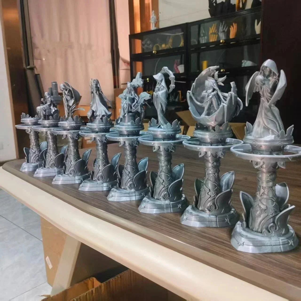 Genshin Impact Seven Archons Statue Set 3D Printed Handmade Restored Figure Desktop Ornament Collectible Gift For Game Fans