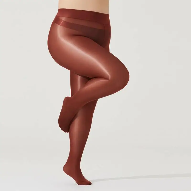 50-120KGNew Products Women Large Size Horse Oil Stockings Oily Silky Slimming Socks Light Leg Shiny Brown Red glossing Pantyhose