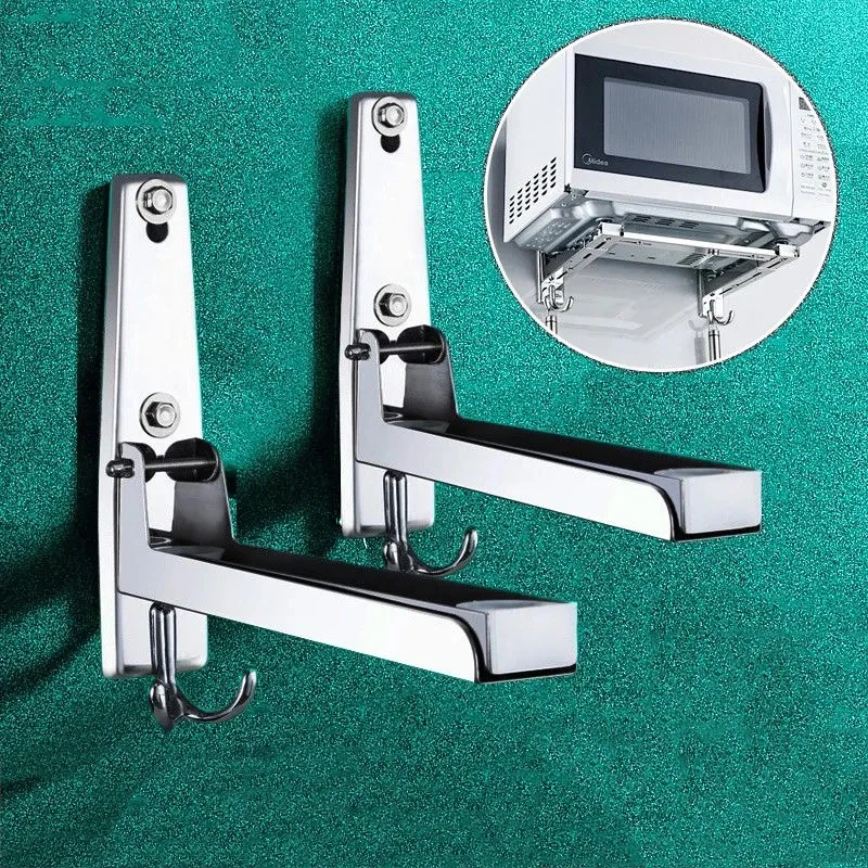 

304 Stainless Steel Universal Microwave Oven Bracket, Wall-Mounted, Retractable, Folding Oven Shelf, Hanging Wall Bracket