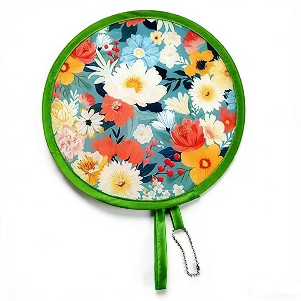 New Summer Handheld Folding Fan Japanese Oil Painting Travel Round Foldable Fan Polyester Mini Folding Fan Men Women