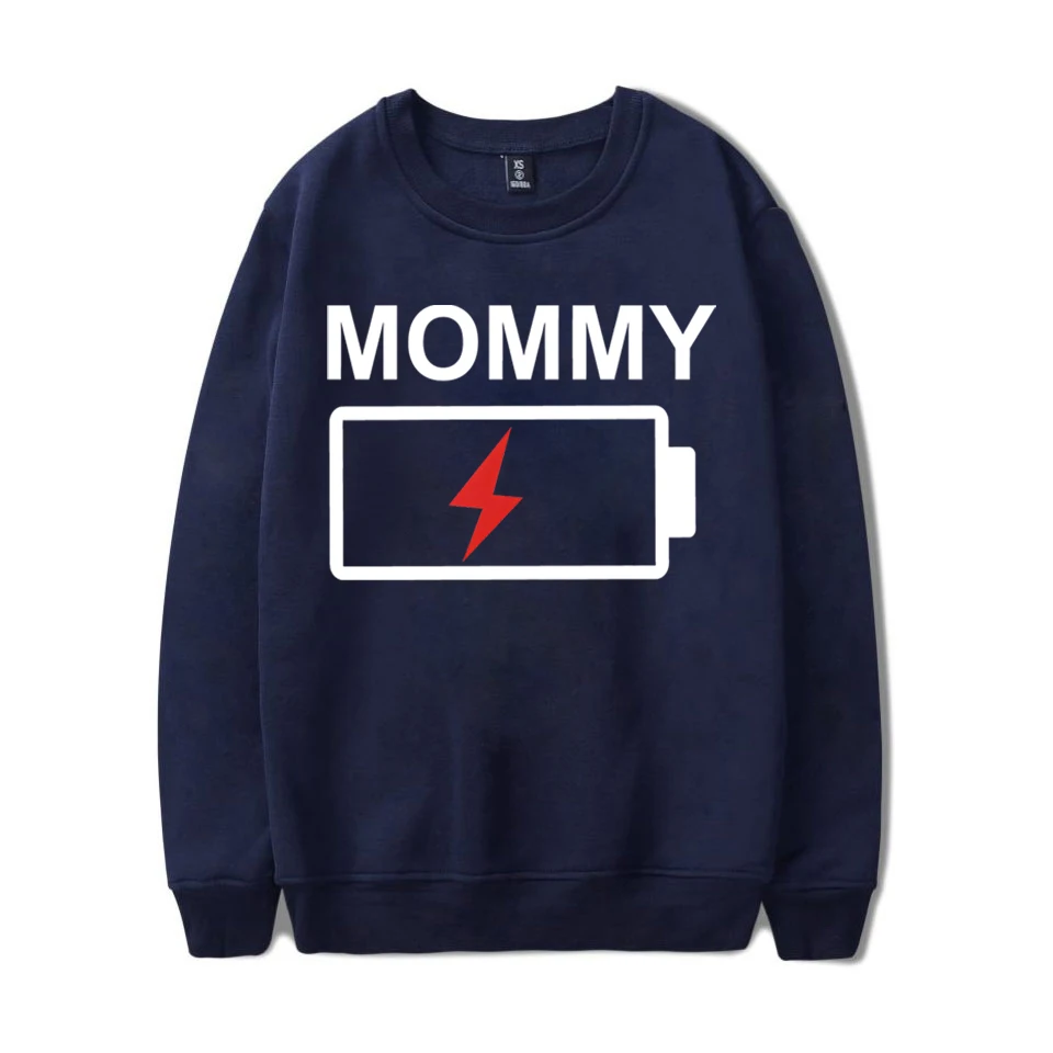 Mommy Daddy Baby Battery Pattern Funny Family Matching Hoodies Dad Mom and Daughter Son Suit Lovely Family Look Sweatshirt