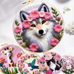 GATYZTORY DIY Wool Painting Kit with Felting Needles Animal Semi-finished Handmade Beginners Needlework Starter Sewing Craft Hom