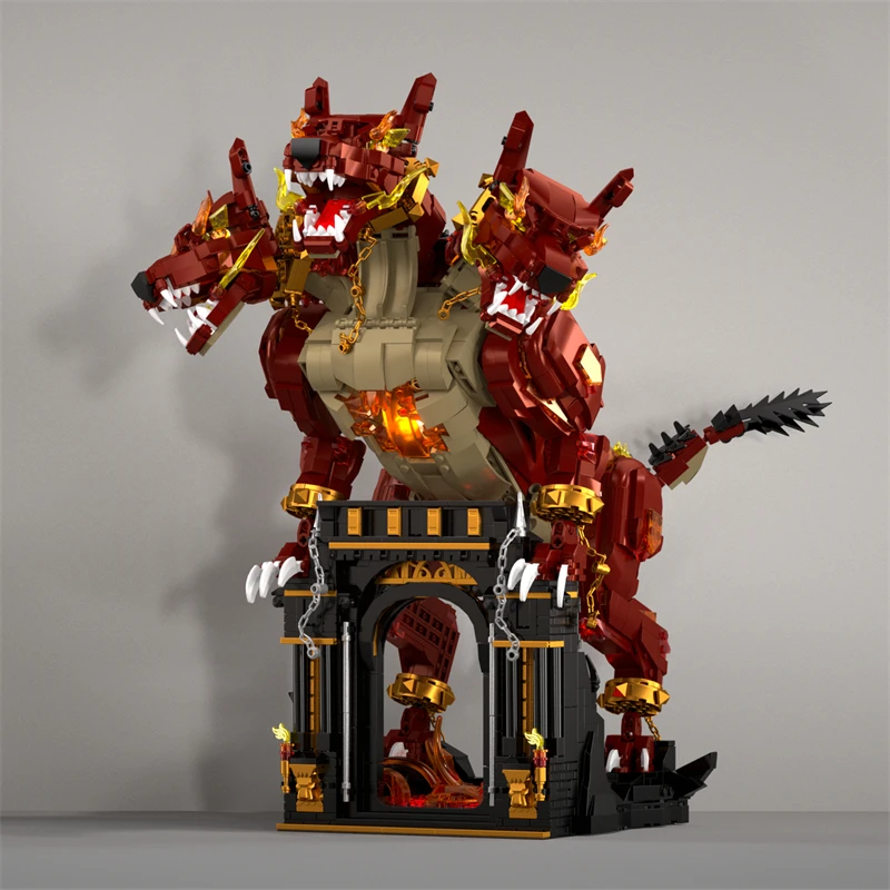 Cerberus of the Inferno building blocks hell three headed dog model Decorative ornaments Moc bricks set for adult Puzzle Toy