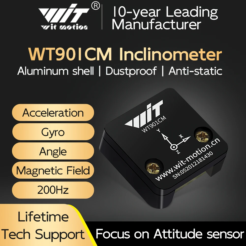 WITMOTION Inclinometro WT901CM I2C 400KHZ Accelerometro + Bussola digitale + Giroscopio, WT33M-U 1KHZ 8KHz 16KHz 32KHz Accelerazione Ritorno