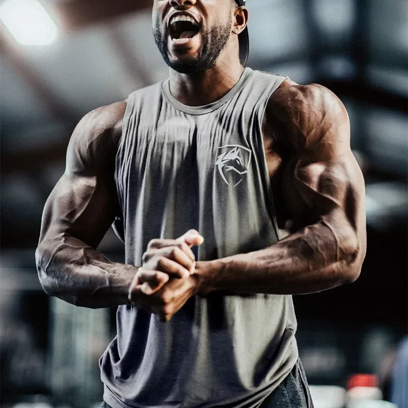

Men Tank Tops Gym Clothing Men Crop Top Vest Men Bodybuilding Muscle Shirt Singlet