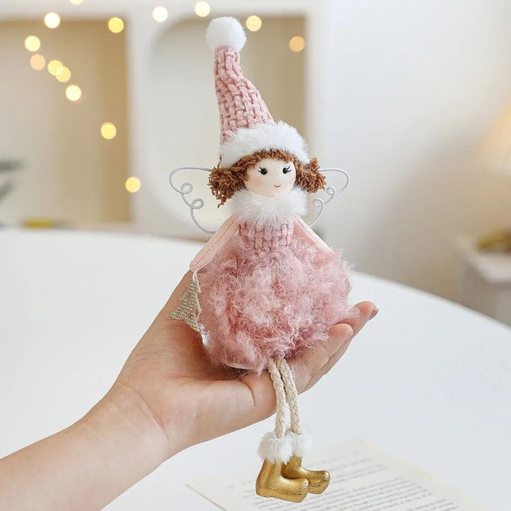 Sitting Posture Angel Girl Figurine Desktop Ornament Wings Design Doll Christmas Tree Decor Fairy Elf Figurine Festive Gift