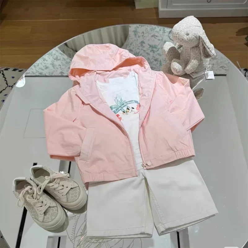 Pre-sale(ship April) 2025 BP Spring Pink Jackets Girl Coats Toddler Girls Clothes Birthday Coat Hooded Sunscreen Jacket Kid Coat