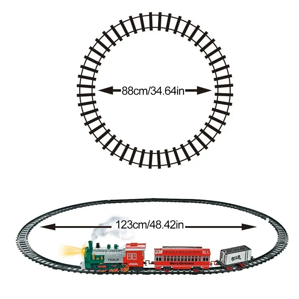 クリスマス電動鉄道玩具 クリスマス音楽ミニトレイン ライトとサウンド付き 鉄道線路セット 機関車エンジン キッズトレイン玩具
