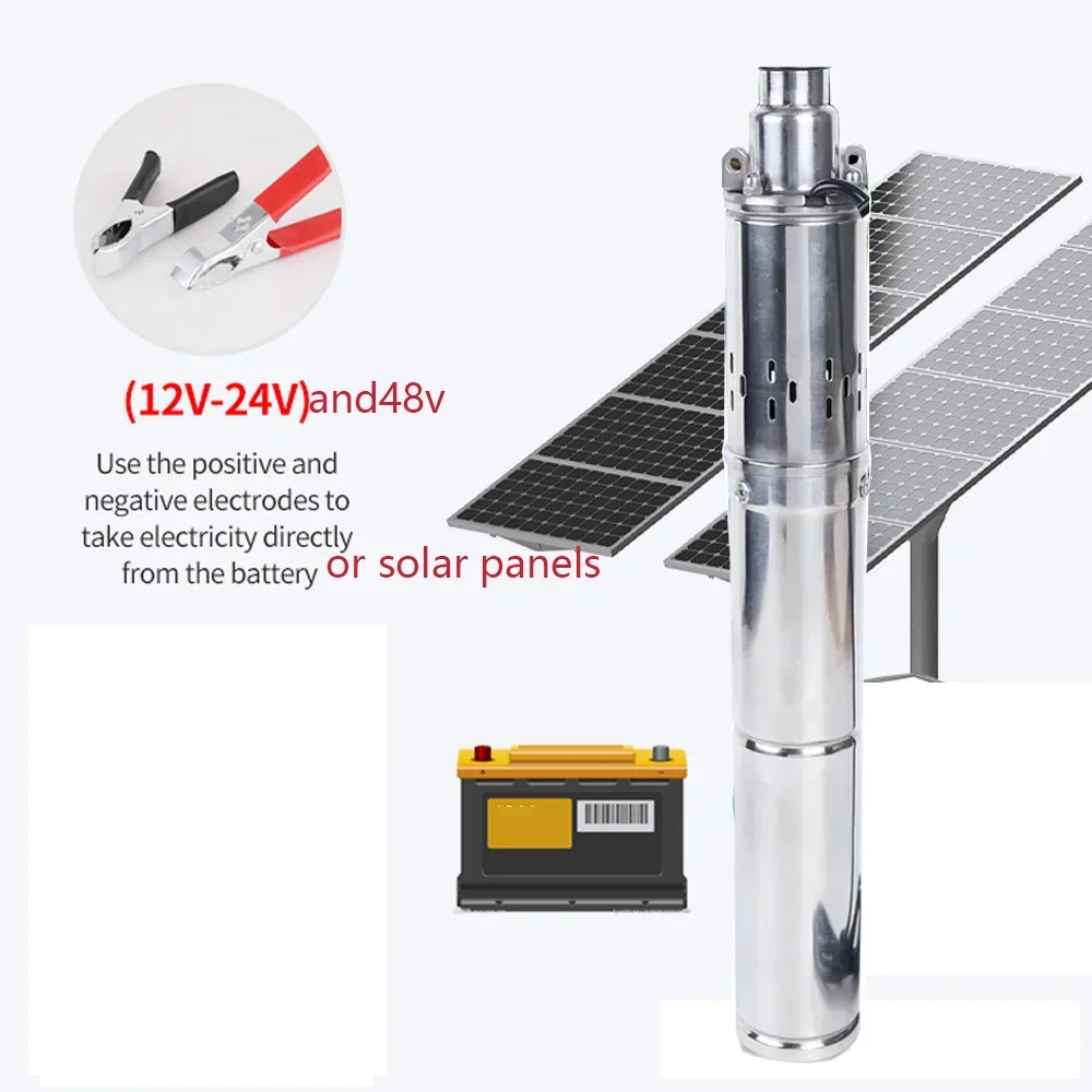 

3Inch 48V 750W 1Hp Solar PV DC Deep Well Pump Max Head 100M Max Flow 2000L/H Solar Stainless Steel Brushless Submersible Pump