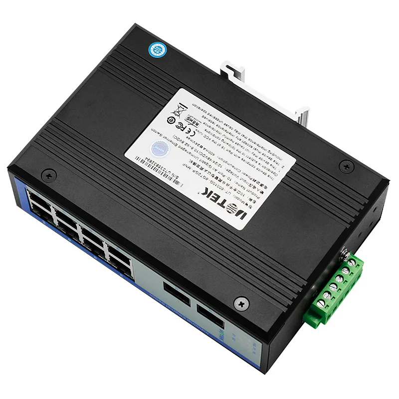 UOTEK 8 Ports 10/100/1000M RJ45 2 Layer Unmanaged Industrial Ethernet Switch DIN-Rail 2 Fiber SFP SC UT-60010G