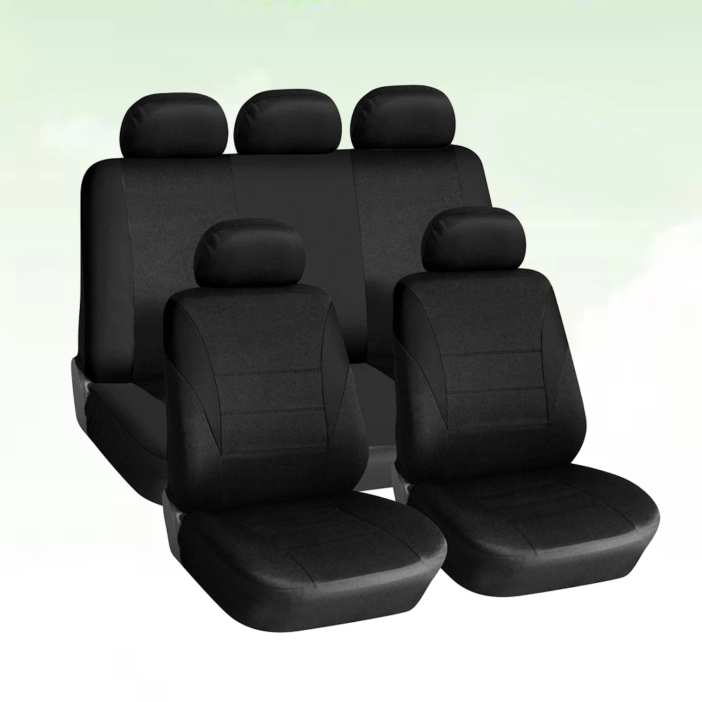 

9 Pcs Car Seat Cover Cover Universal Cushion Protect Interior Black Universal Car Cushion Vehicle Extend Life Compatibility