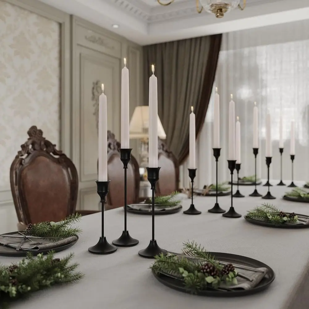 

3Pcs Exquisite Metal Metal Candlestick European Style High Footed Romantic Candle Stand Gold Plated Easy Installation