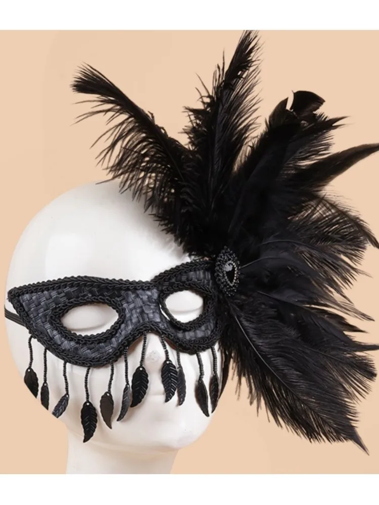 Masque pour les yeux Sexy plume eau diamant gland vénitien mascarade bal Halloween fête déguisement accessoires de déguisement dame masque facial