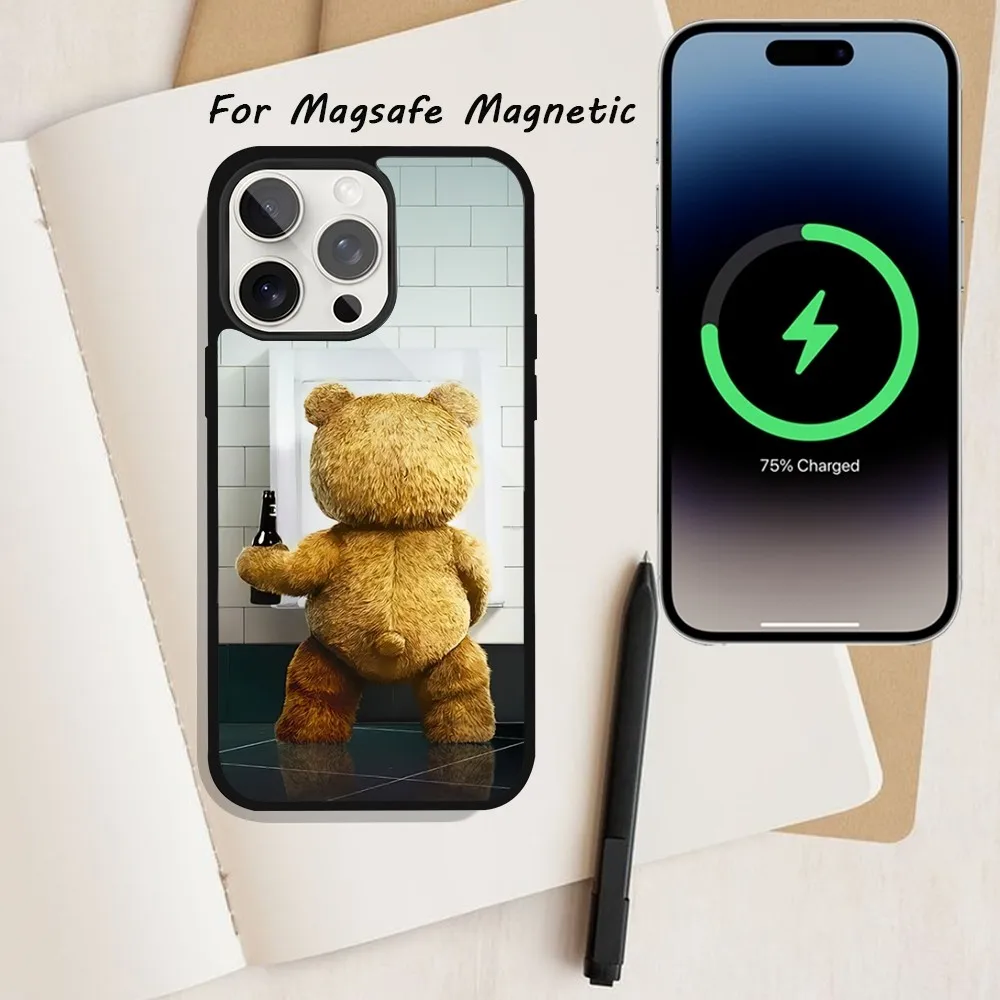 Movie T-Ted bear Cute Phone Case  For iPhone 15 12 13 14 11 Pro Plus Max Magsafe Magnetic Wireless Charging shell