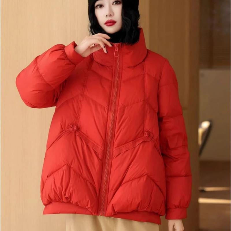 Women's Thick Loose Warm Parker Coat, Korean Version of the Zip, Warm Snowsuit Jacket, Winter, Autumn, New, 2021