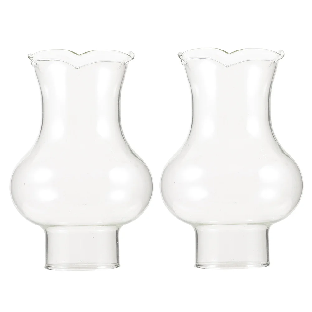 

2 Pcs Lamp Chimney Glass Oil Cover Shade Clear Lampshade for Replacement