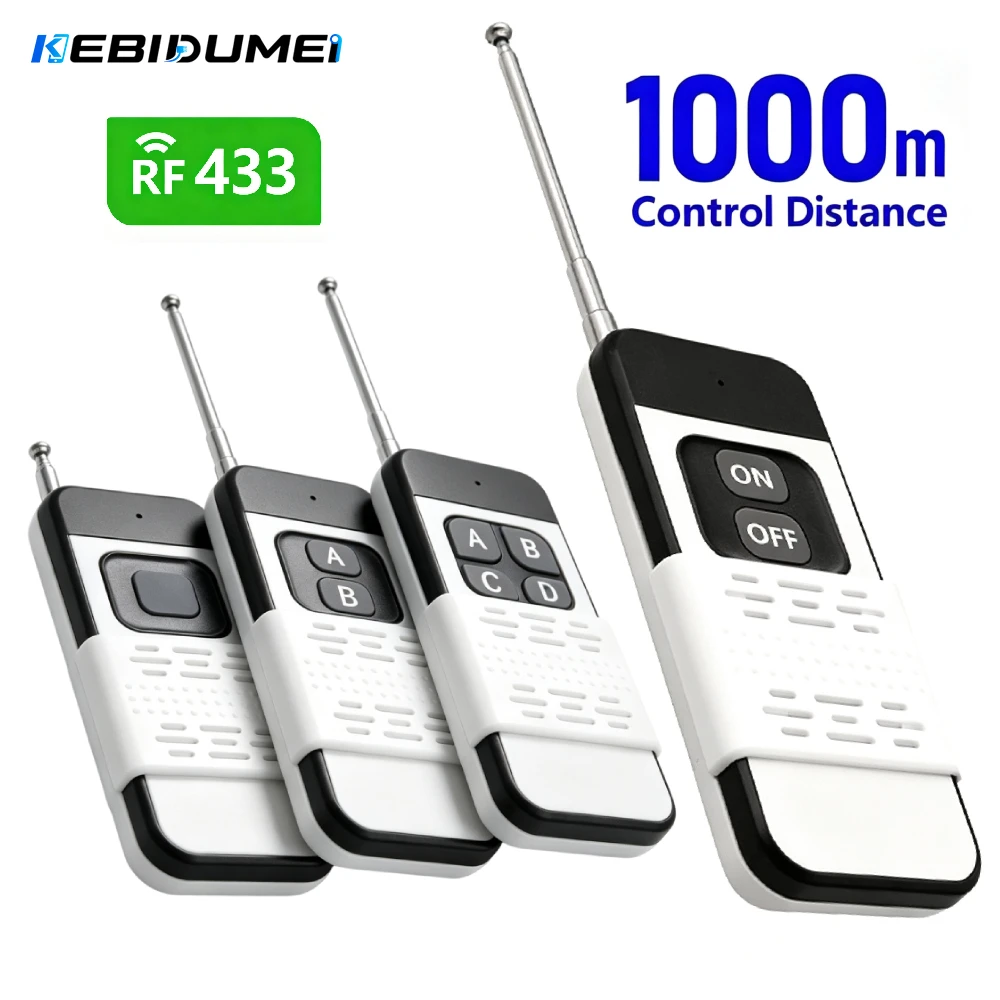 433Mhz Wireless RF Remote Control Learning Code 1527 Remote Control 1/2/4CH Long Range For Lamps Lights Gate Door Opener