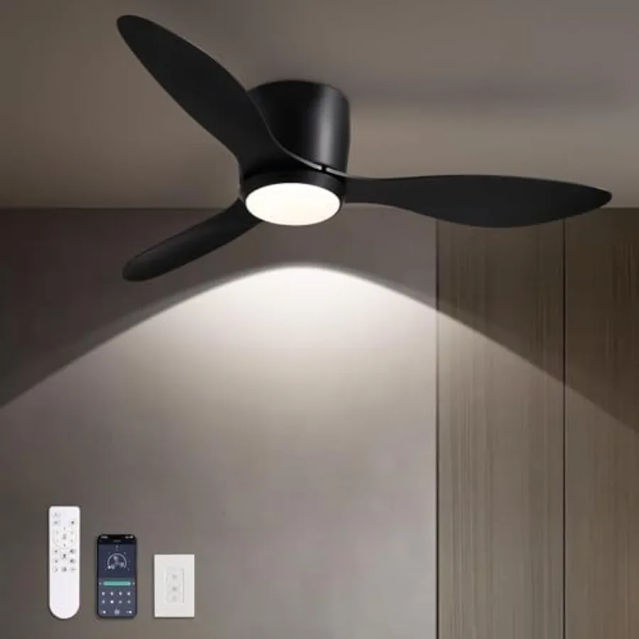 

Ceiling Fans with Lights Low Profile Ceiling Fan with Wall Control and Remote Control Dimmable Flush Mount Ceilg Fan with Noise