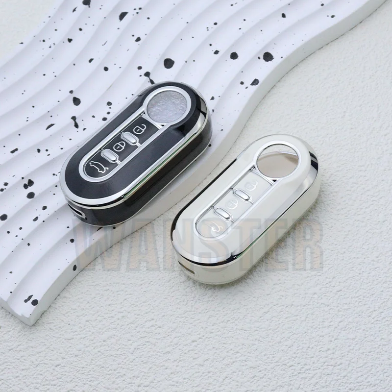 3 Bottons Tpu Car Key Fob Case Cover Shell for Fiat 500 Flip Folding Key Holder for FIAT Punto Panda Accessories