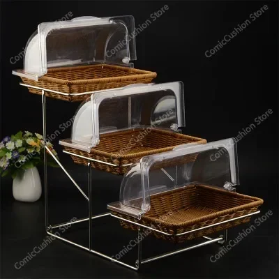 

Hotel Fashion Creative Three-Layer Bread Dessert Fruit Basket Buffet Plate with Lid Multi-Layer Food Display Shelf