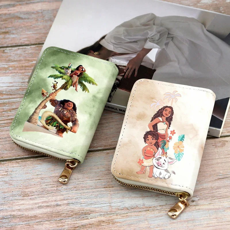 

Moana PU Leather Plaid Purses Money Credit Card Zipper Wallet Festoon Coin Purse Ladies Mini Korean Version Small Card Pack Gift