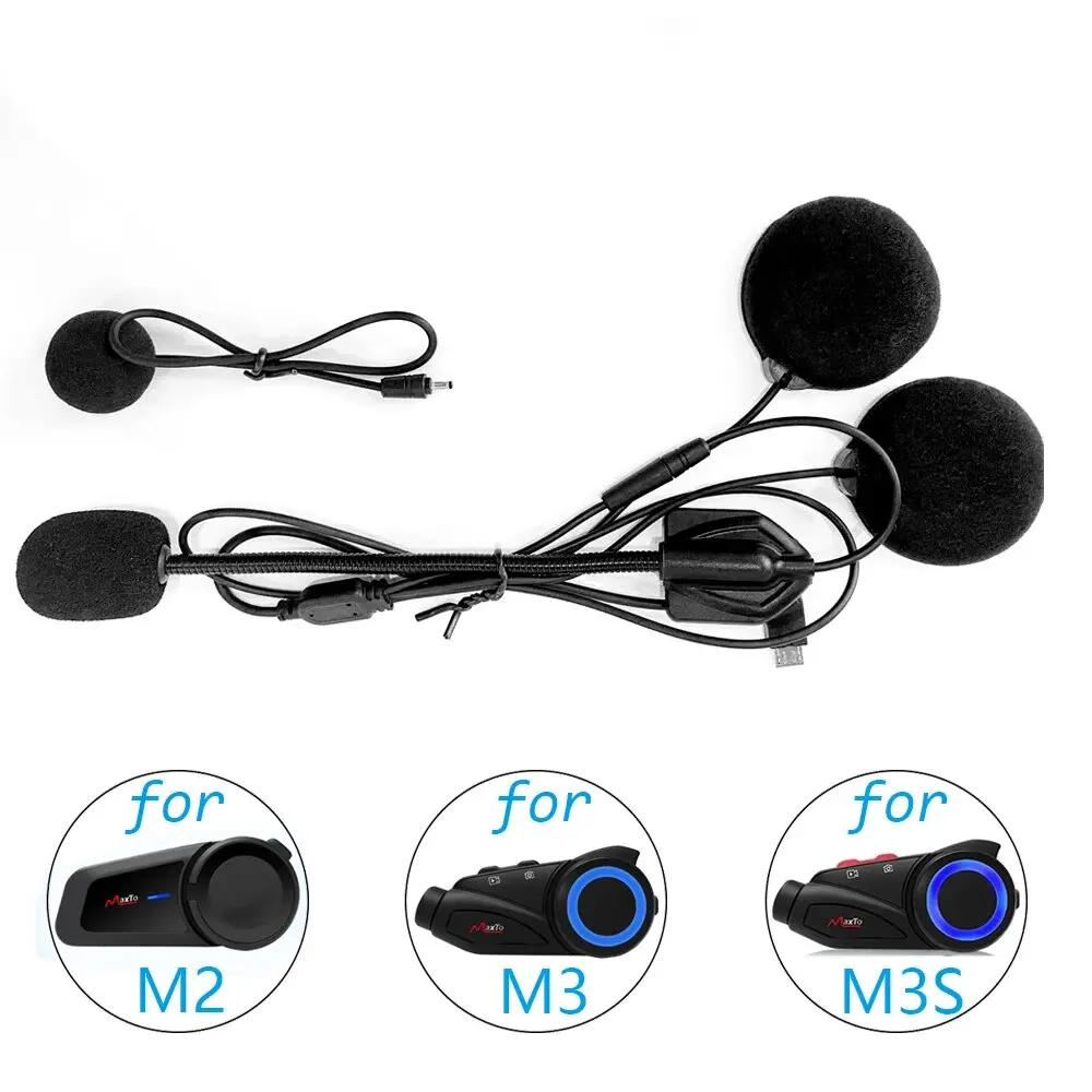 For Maxto M2 M3 M3S M2C Accessories Headphone Microphone 2 In1 Earphone Suit for Motorcycle Full/Face Helmet Intercom