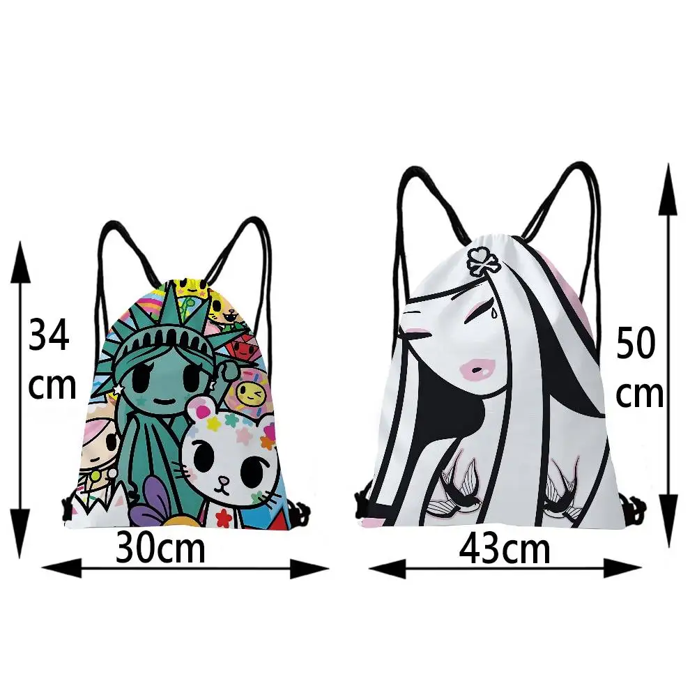 Kawaii T-Tokidoki الرباط حقائب الظهر كيس حزمة حمل تخزين البوليستر حقيبة السائبة للرياضة الصالة الرياضية السفر السباحة #6