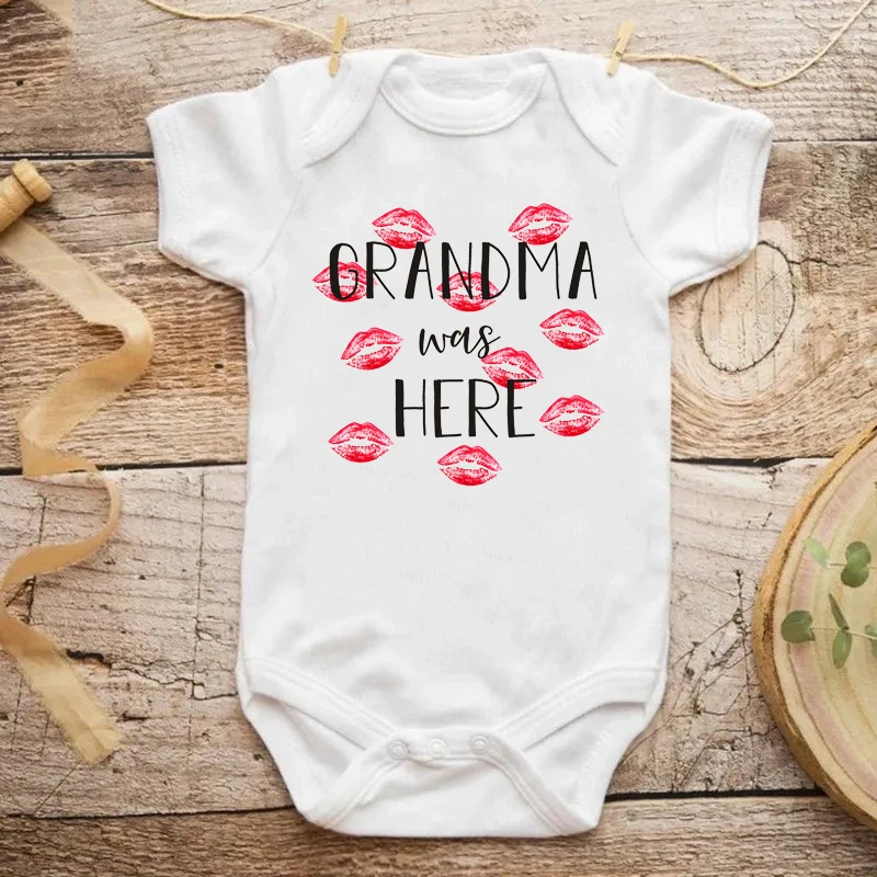 Grandma Was Here Bodysuit Cute Baby Clothes Infant Jumpsuit Cotton Boys Girls Short Sleeve Rompers Toddler Body Outfits