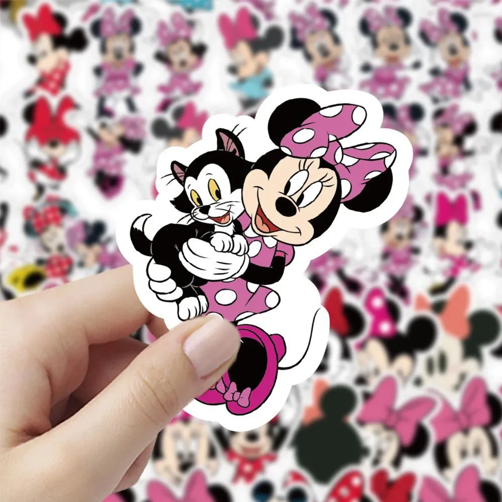 Autocollants Disney Cartoon Minnie Mouse, Rose, Mignon, Scrapbook, Kawaii, Esthétique, DIY, Ordinateur portable, Téléphone, 10 PCs, 30 PCs, 64PCs