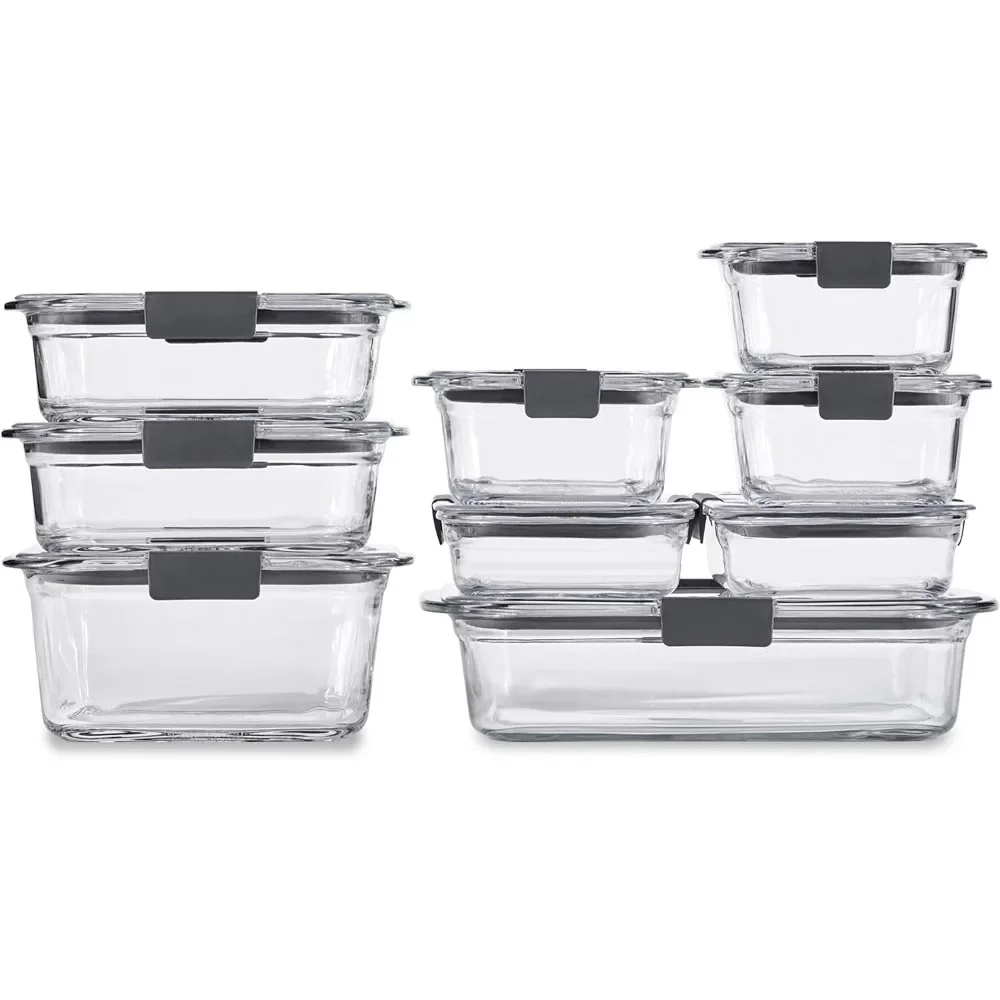 

Glass Storage Food Containers with Lids (18 Pieces Total), Set of 9 (Varied Sizes), Clear, 9 Count