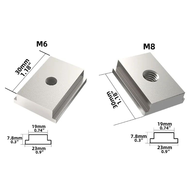 10Pcs Aluminium M6/8 T-Slot Slider Miter Jig Woodworking Tool Jigs Screw Slot