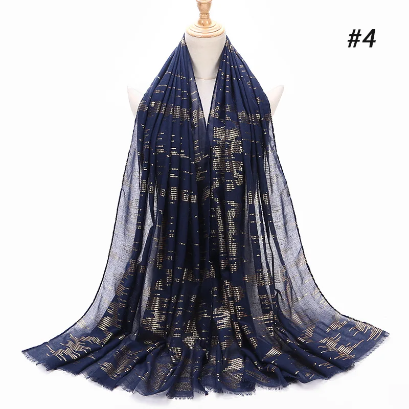 2019 Women Zigzag Pattern Luxury Scarves Shawl Muslim Gold Foil Fringe Wrap Scarf Muffler Hijab Headband 11 Color Free Shipping