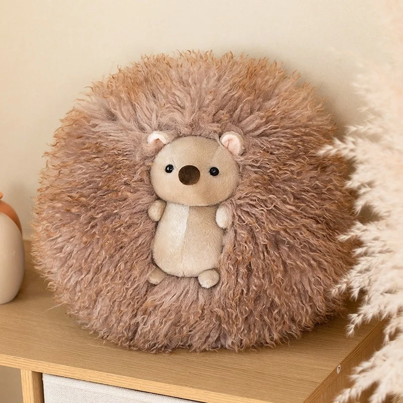 Cute Soft Hedgehog Fat Round Panda Plush Toys Long Hair Peluche Dolls Stuffed Animal Pillow Nice Christmas Gift For Baby Girls