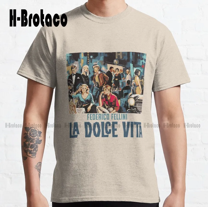 La Dolce Vita By Fellini Movie Poster Classic T-Shirt High Quality Cute Elegant Lovely Kawaii Cartoon Sweet Cotton Tee Shirts