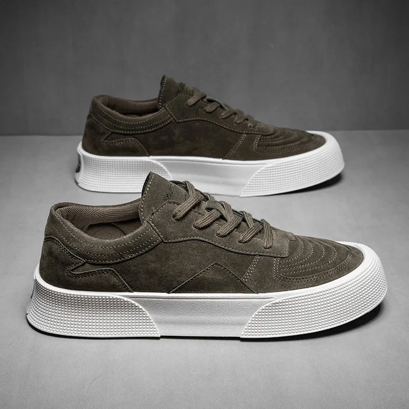 Baskets Rondes à Lacets pour Homme, Chaussures Décontractées, à Plateforme, de Skateboard, Nouvelle Collection 2024