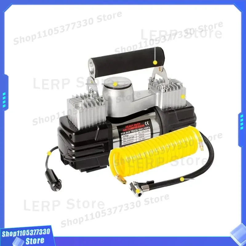 Portable Mini Car Air Compressor 150 PSI Electric Tire Inflator DC 12V High Pressure Pump with Hand Pump Metal Construction