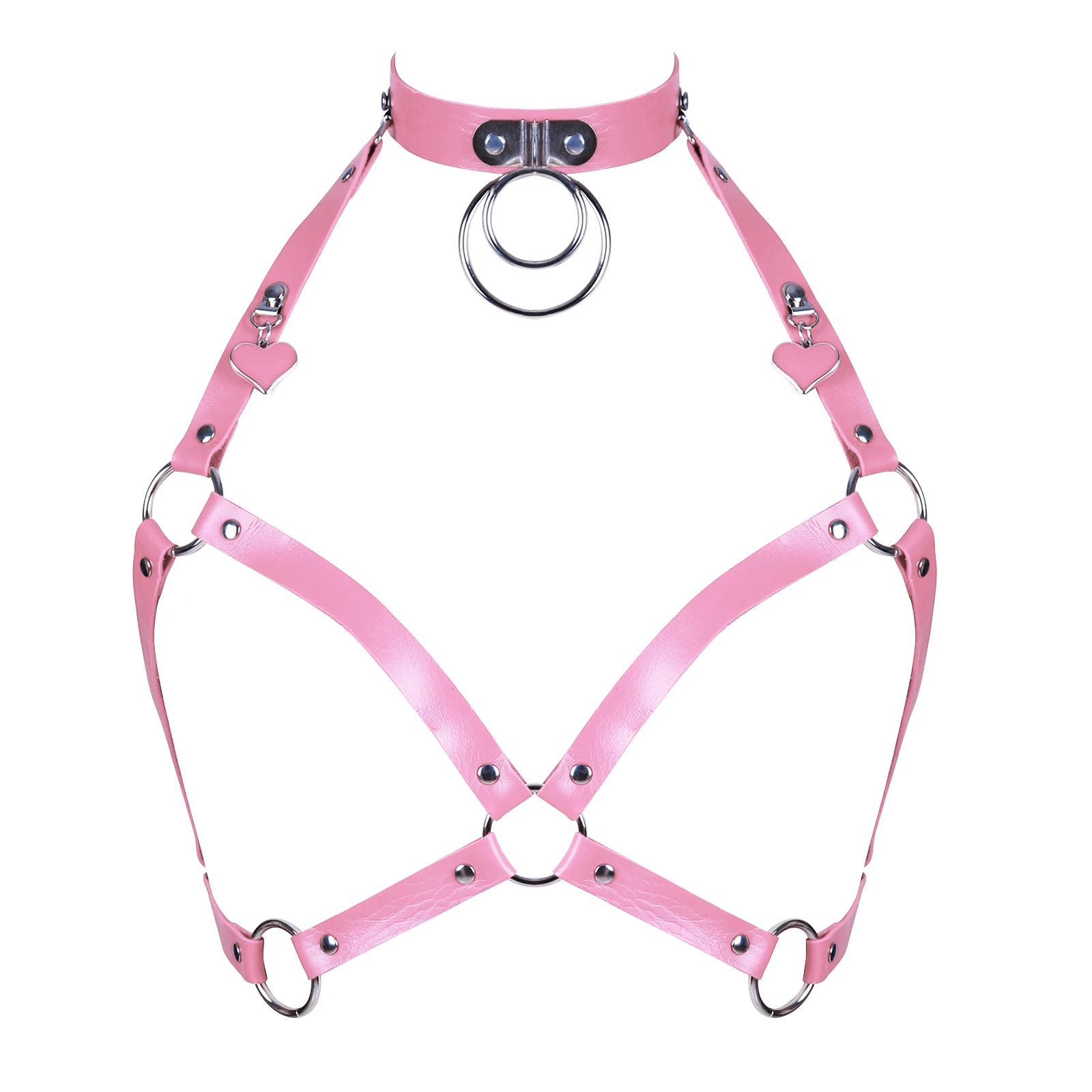 Pink O-Ring Leather Harness Sexy Body Bondage Erotic BDSM Lingerie Harajuku Straps Garters Belt Harness Erotic Stocking Belt Leg