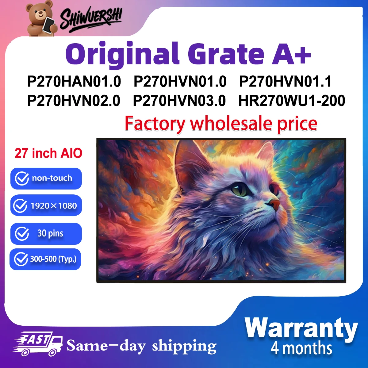 

Original New A+ 27'' Lcd Screen P270HAN01.0 P270HVN01.0 P270HVN01.1 P270HVN02.0 P270HVN03.0 HR270WU1-200
