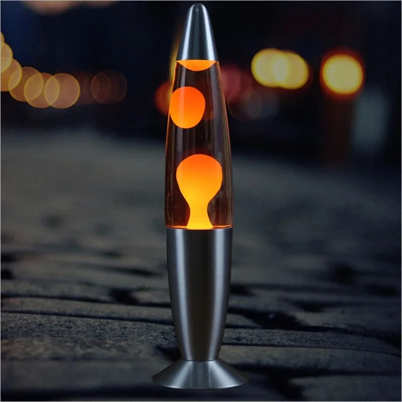 Jellyfish Decorative Lamp EU Plug Metal Base Volcanic Wax Lava Night Light For Tabletop, Bedroom/Office, Gift For Teens & Adults