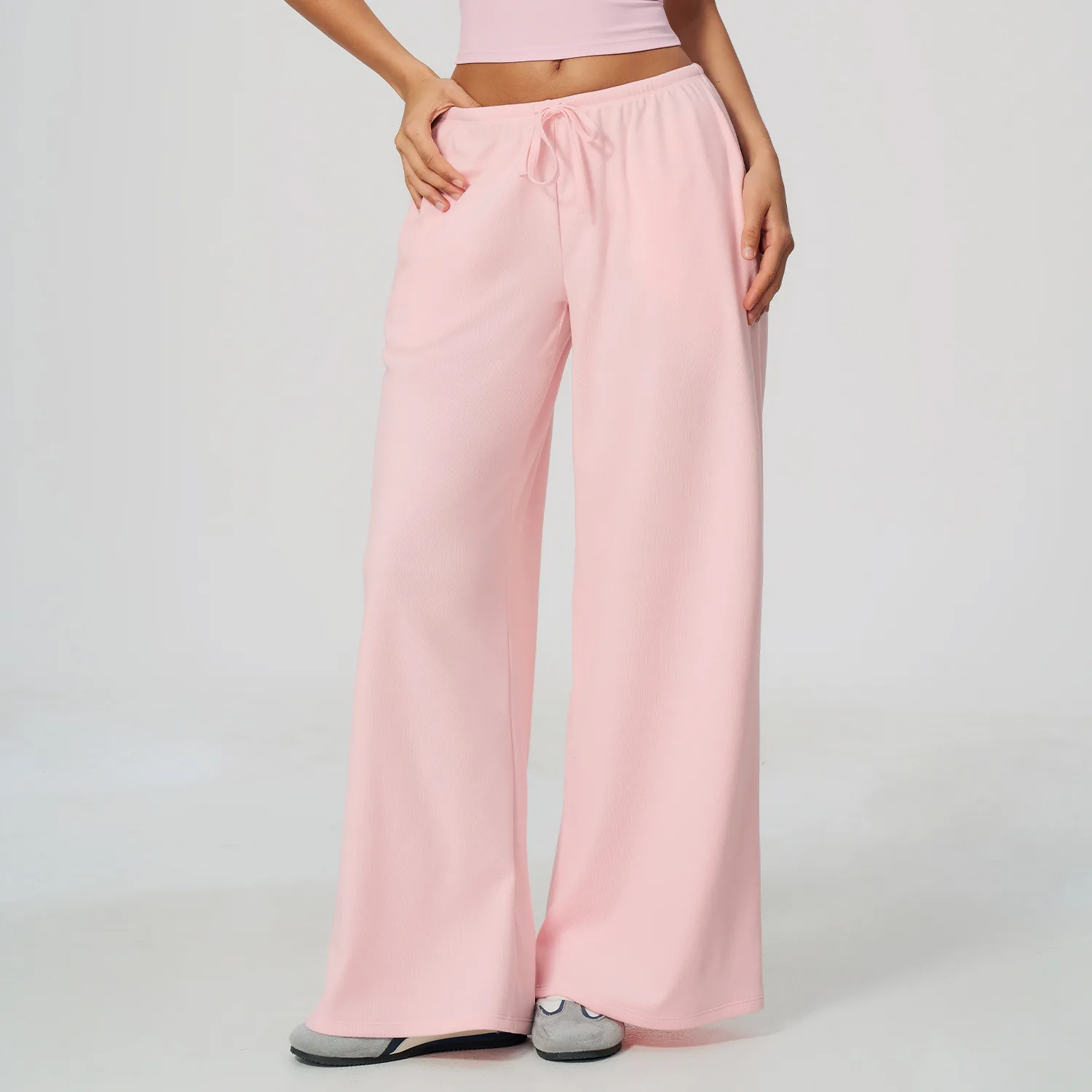 winter Women Yoga Pants Wide Leg Sweatpants High Waist Loose Drawstring Elastic Waist Pockets Gym Workout Running Fitness Pants