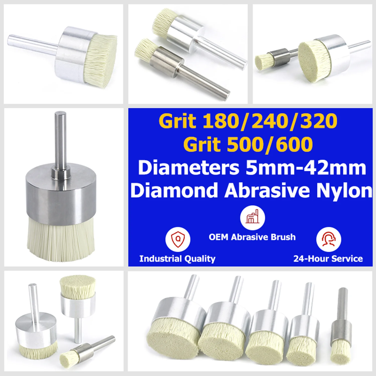 320Grit Diamond Abrasive Brush Tool Engine Deburring Grinding Stone Granite Concrete Surface Polishing Prep Metal Coating Remove