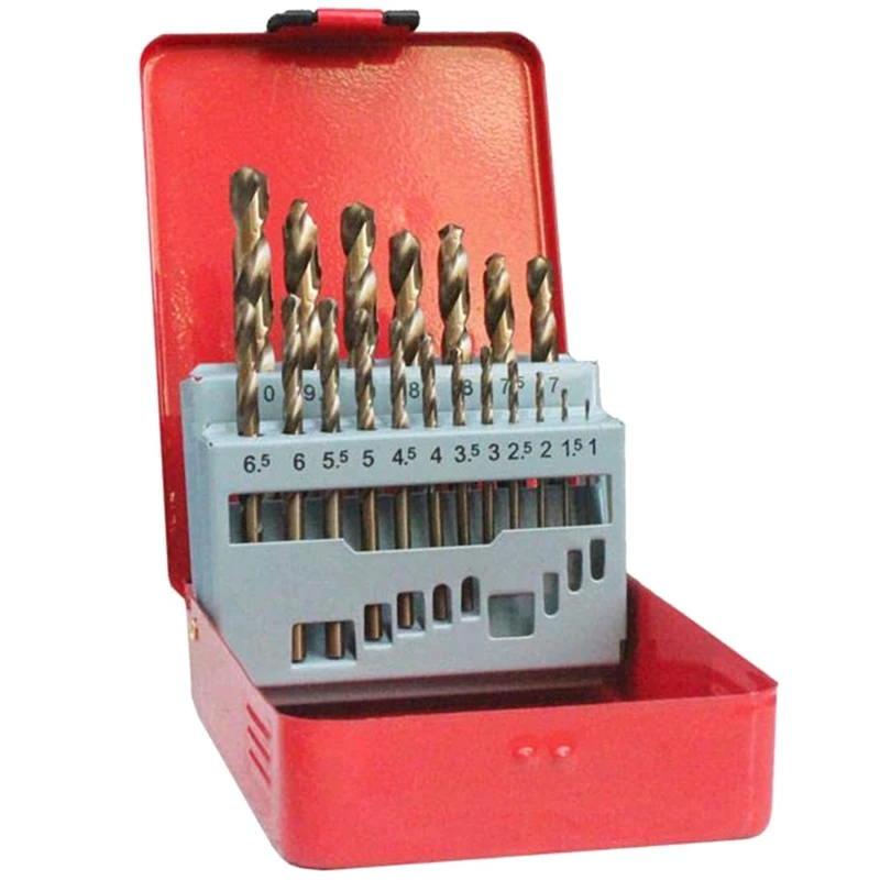 

19-Piece Set Cobalt Drill Bit Set 1.0-10Mm M35 Carbide Drill Bits 5% Cobalt Twist Drill HSS Metric Drill Bits Set