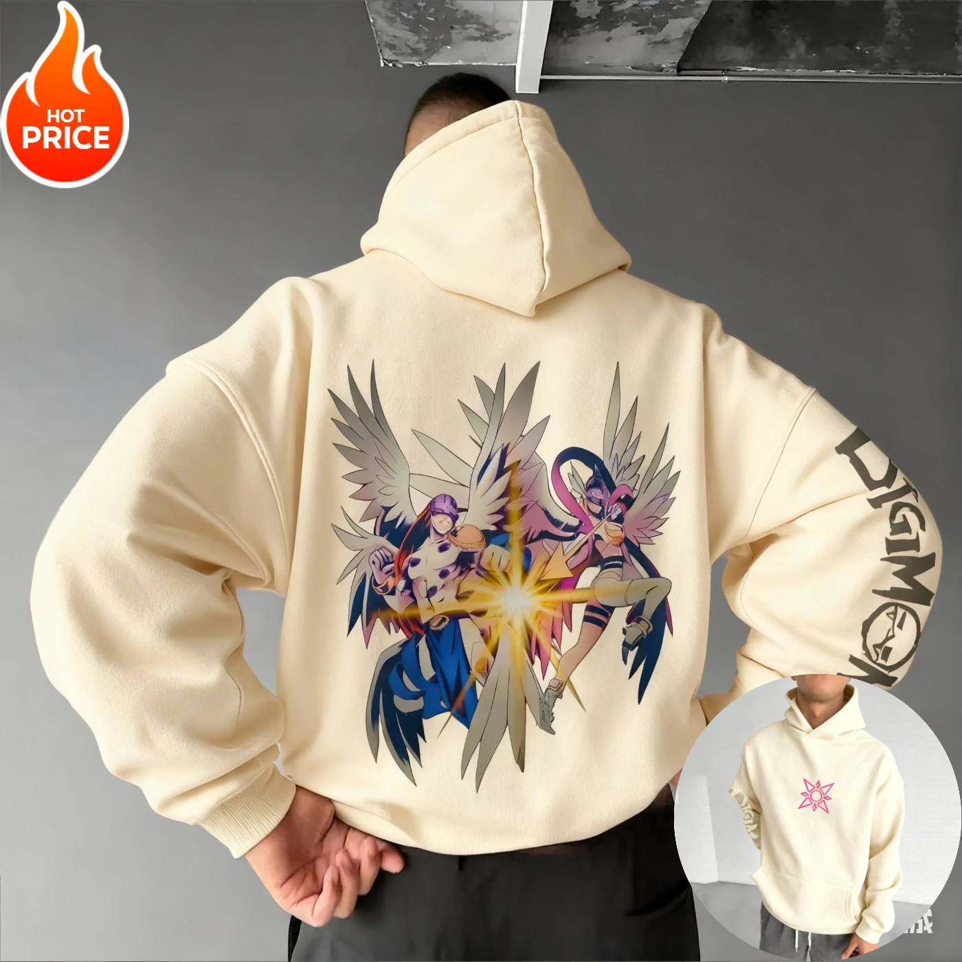 

Digimon Harajuku Anime Angewomon Autumn Winter Men's Vintage Hoodie Streetwear Women's Oversized Hoodie Sweatshirt Long Sleeve