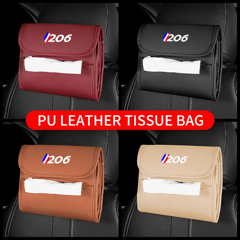 

1Pcs Car Tissue Holder Backrest Hanging Car Towel Paper Storage Bag Leather Soft Durable Car Tissue Box For Peugeot 206