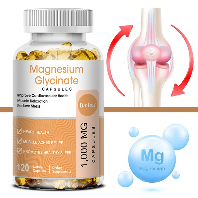 Magnesium Glycinate Supplement, Promotes Natural Sleep, Reduces Stress and Anxiety, Magnesium Vitamin Supports Bone Health