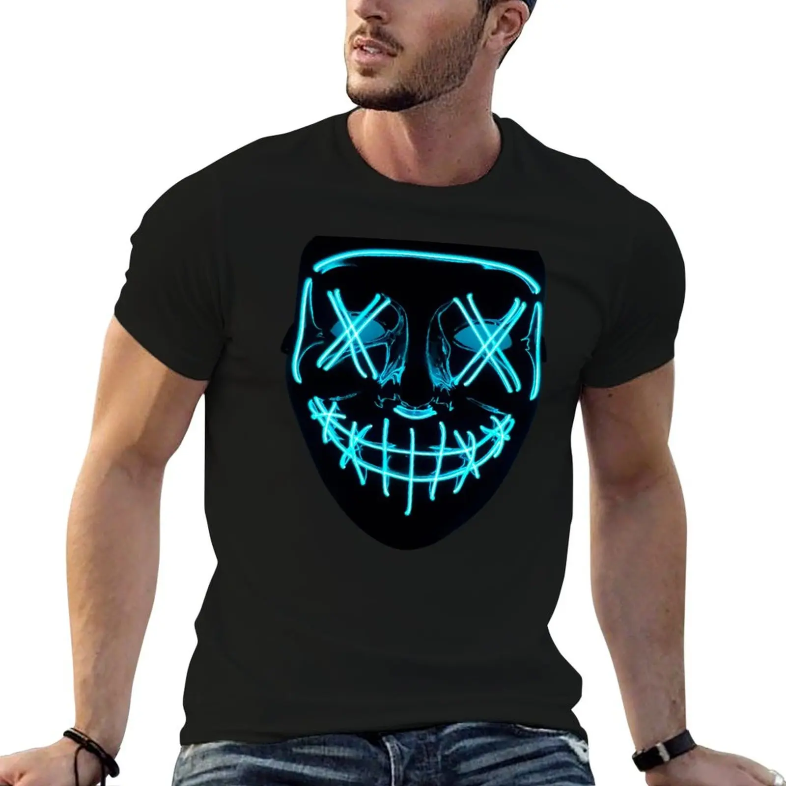 The Purge Mask T-Shirt Large Size Loose Casual Tee