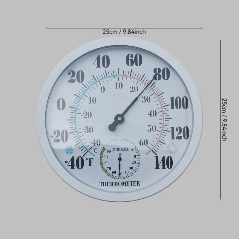 

Indoor/Outdoor Thermometer With Hygrometer Circular Analog -40°F-140°F Home Office Garden Restaurant Climate Control