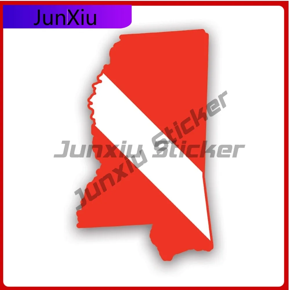 

Mississippi State Shaped Diver Down Flag Sticker Creative Decals Uv Protected Scuba Flag Diving Dive Ms State Flag Patriotic Car