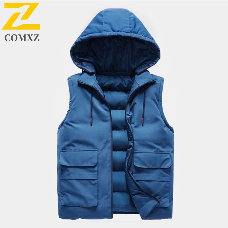 

Men Reversible Hooded Vest Spring Windproof Waterproof American Style Multi-Pocket Casual Streetwear Lightweight Outdoor Jacket