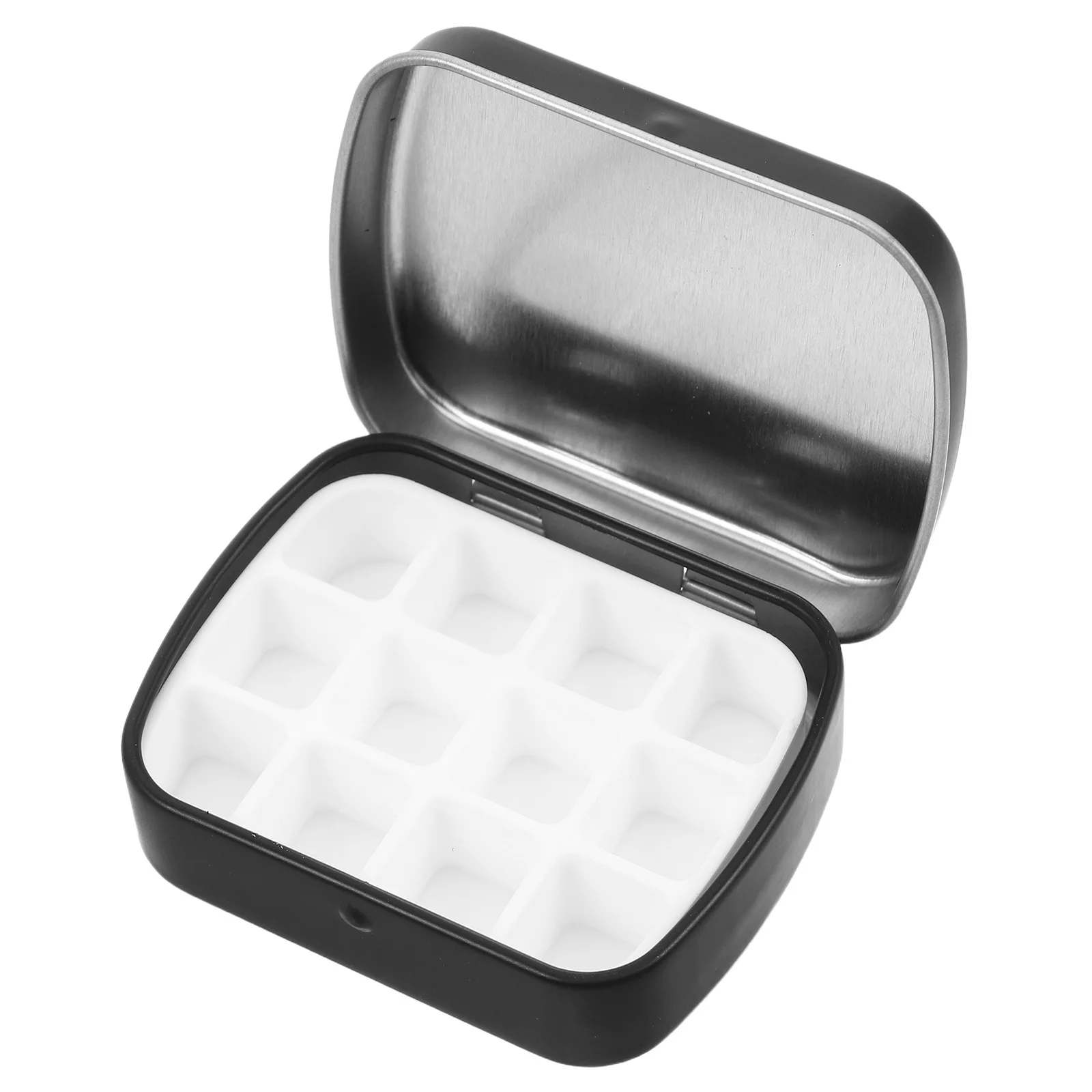 

Watercolor Paint Box Metal Palette Mini Wells Plastic Mixing Tray Storage Case Travel Portable Organizer